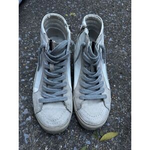 Shu Shop Roxanne Women's High Top Sneakers White Grey Star Side Zip Size 7